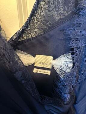 Hitherto BHLDN Navy Blue Strapless Sequin Tulle Lace Dress Size 14